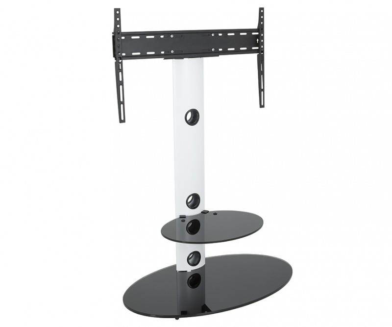 AVF FSL800LUSW-A TV Floor Stand With TV Mounting Column For 32-Inch To 65-Inch TVs, Satin White With Black Shelf