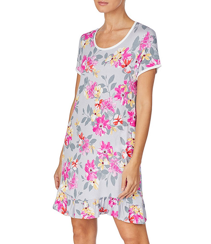 Kensie Floral-Printed Jersey Knit Sleepshirt