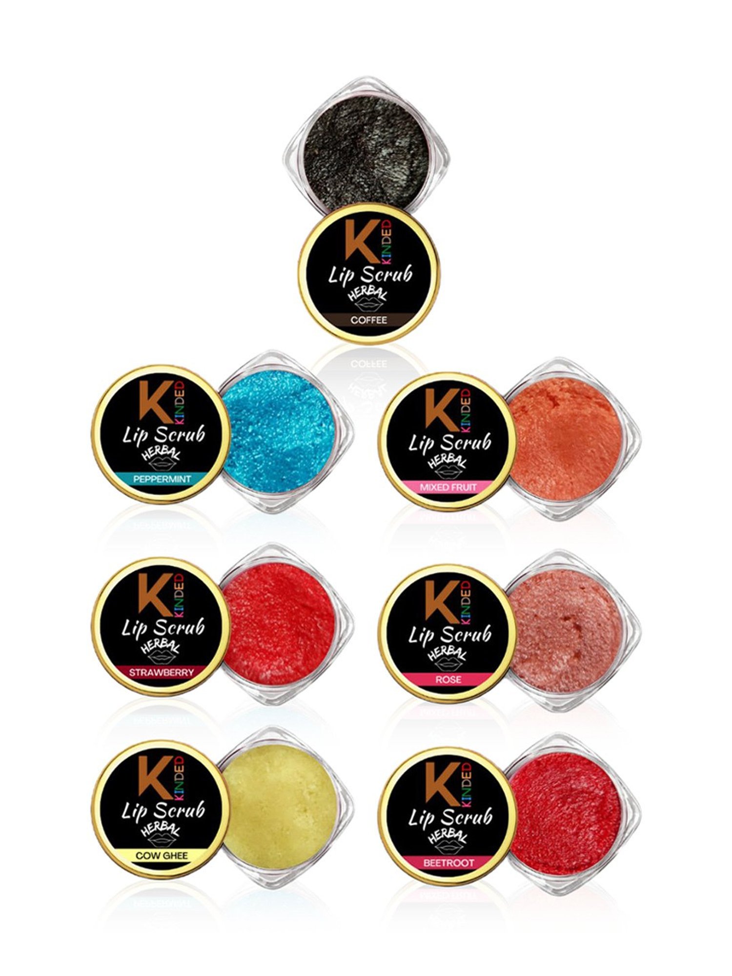KINDED Herbal Lip Scrub Set, Pack of 7