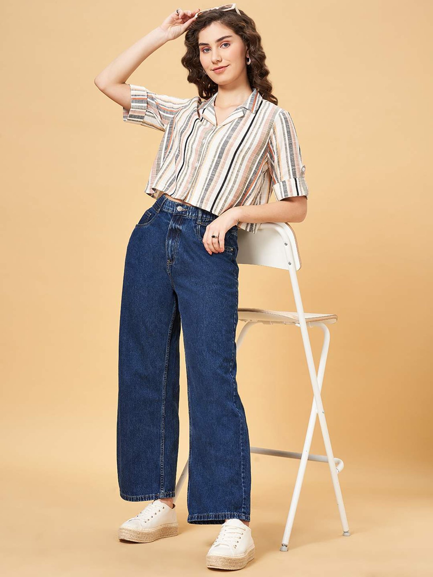 YU by Pantaloons Off-White Printed Top