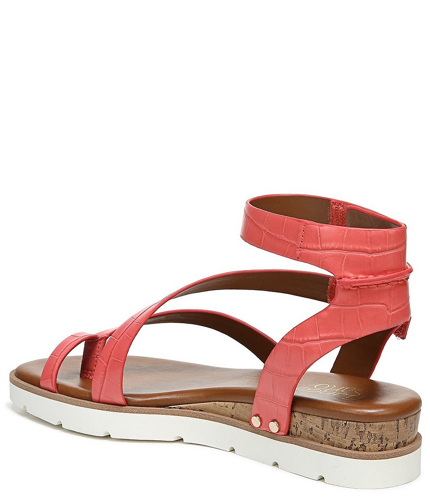 Franco Sarto Daven Croc Embossed Gladiator Wedge Sandals