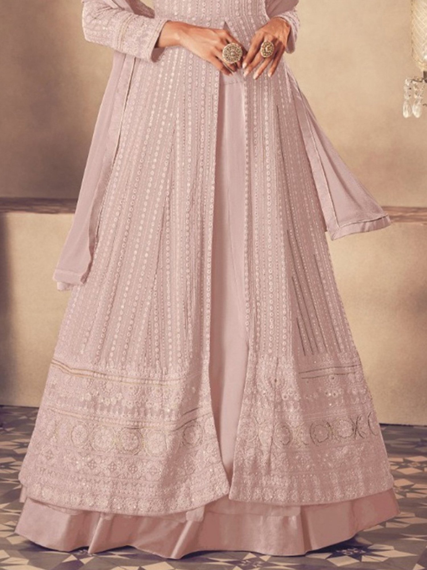 Odette Pink Embroidered Unstitched Dress Material