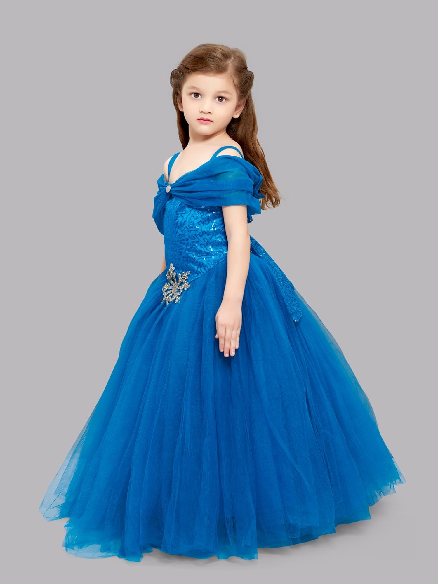 Pink Chick Kids Blue Embellished Gown