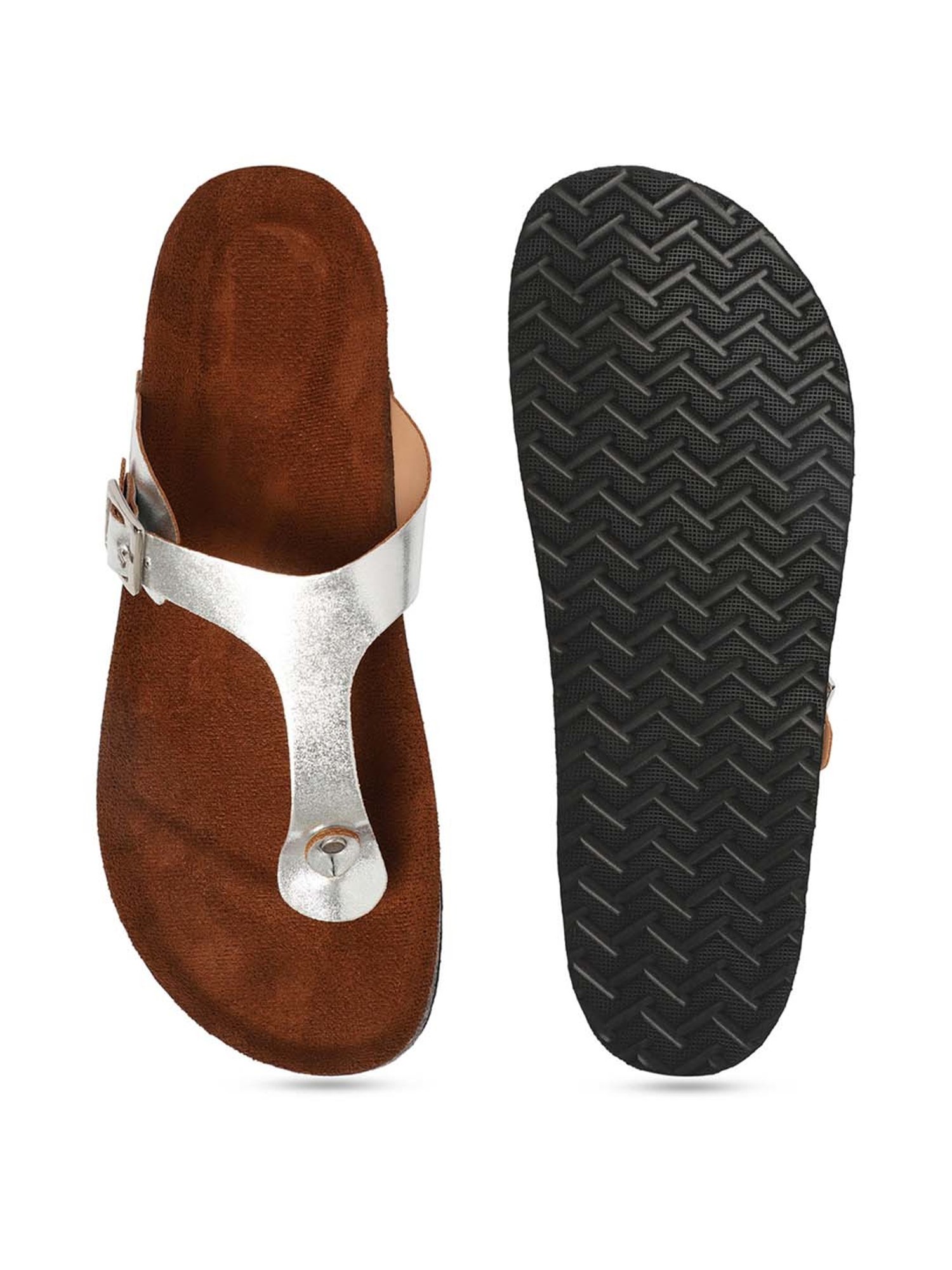 Mozafia Women's Silver Thong Sandals