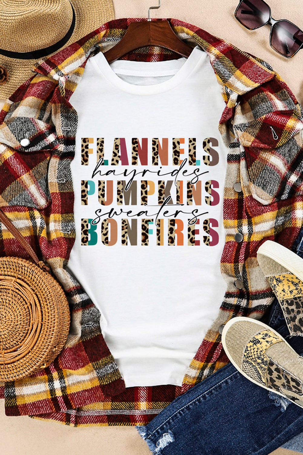 White Flannels Hayrides Pumpkins Bonfires Graphic Tee