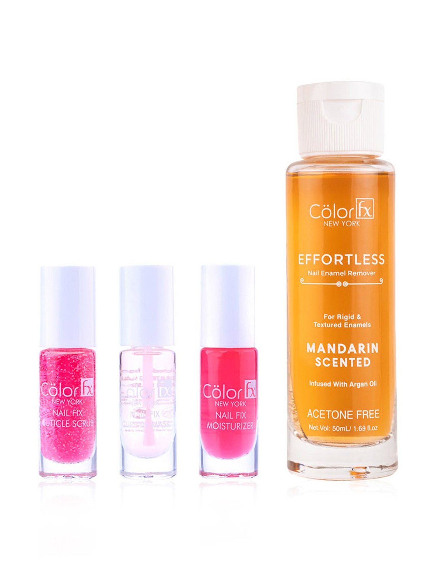 Color Fx Nail Fix Cure-In Mask, Moisturizer, Nail Enamel Remover & Nail Buffer Combo, Pack of 4