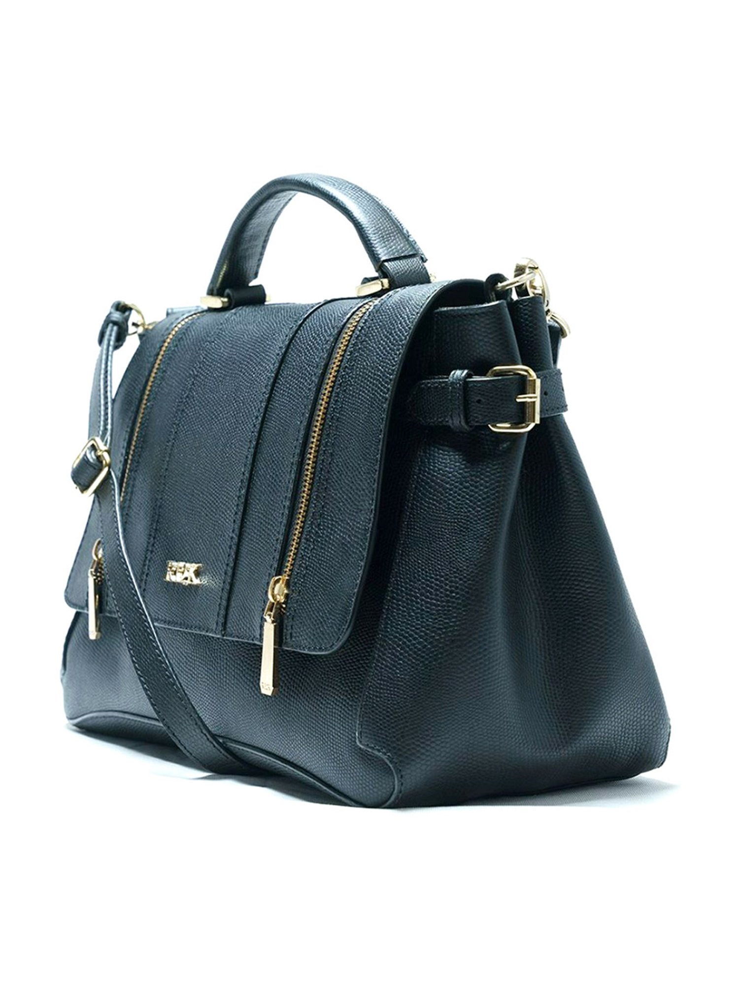 RI2K London Black Leather Large Satchel Handbag