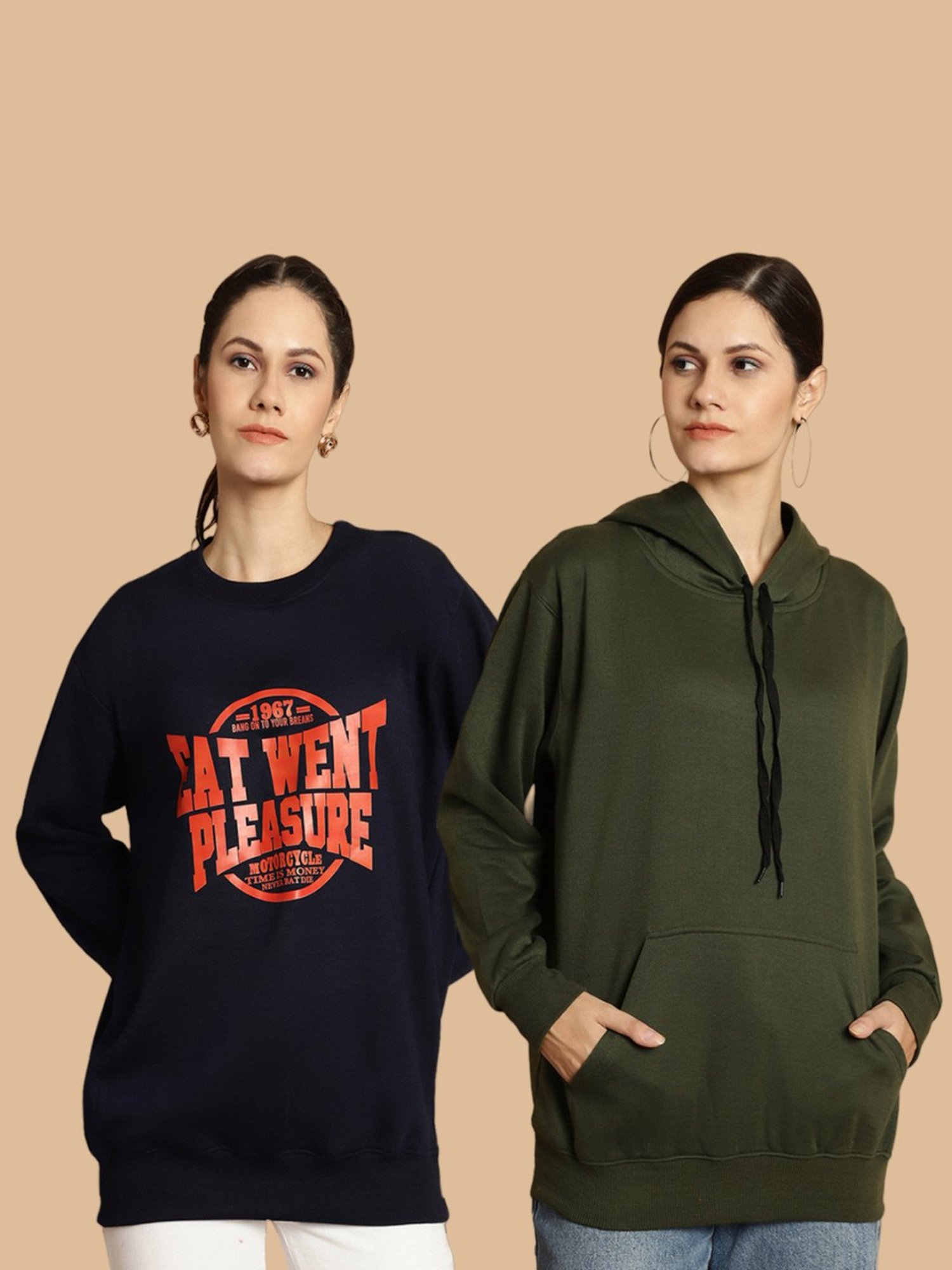 Vimal Jonney Navy & Green Printed Sweatshirt - Pack Of 2