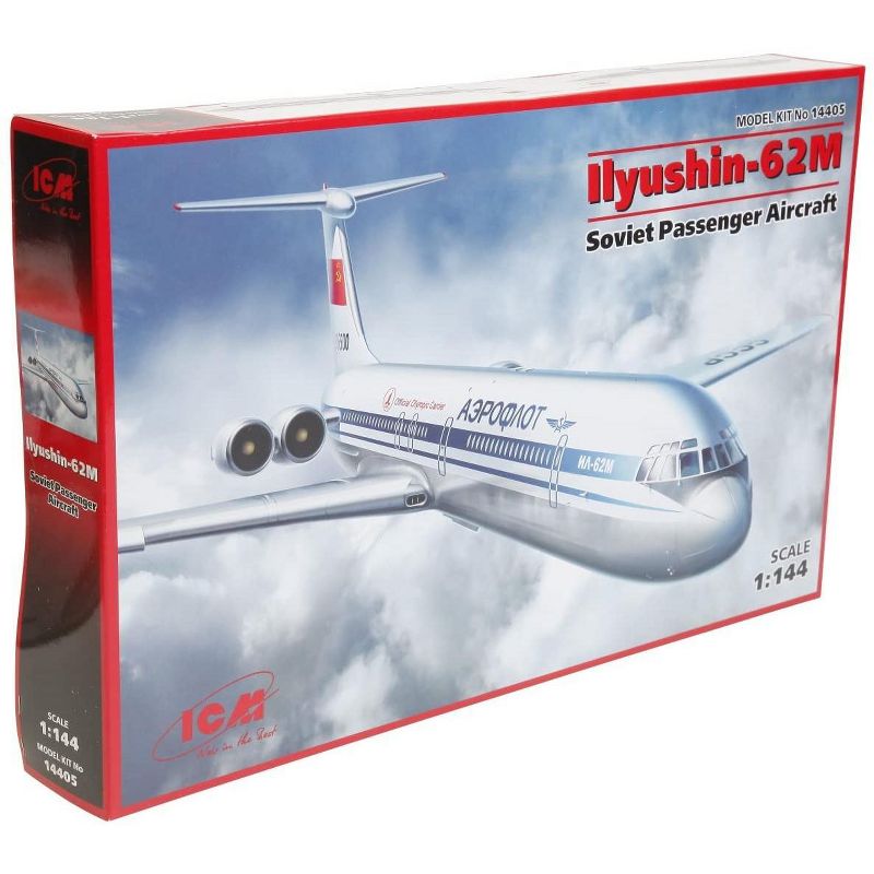 ICM Models 14405 Ilyushin-62M Soviet Passenger Aircraft 1/144 Scale Model Kit