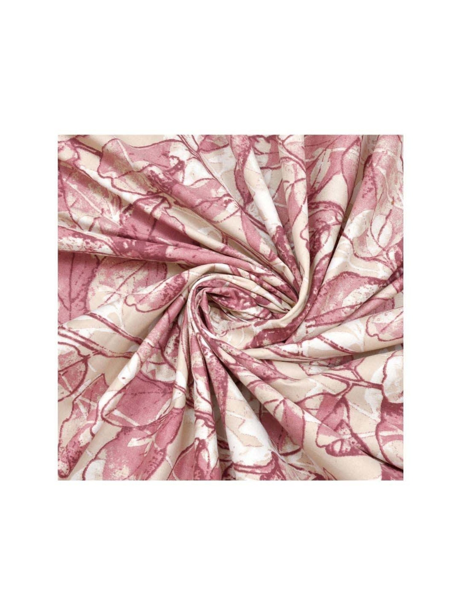 Haus & Kinder Cotton 186 TC Leafy Oasis Pink Printed Double Bedsheet with 2 Pillow Covers