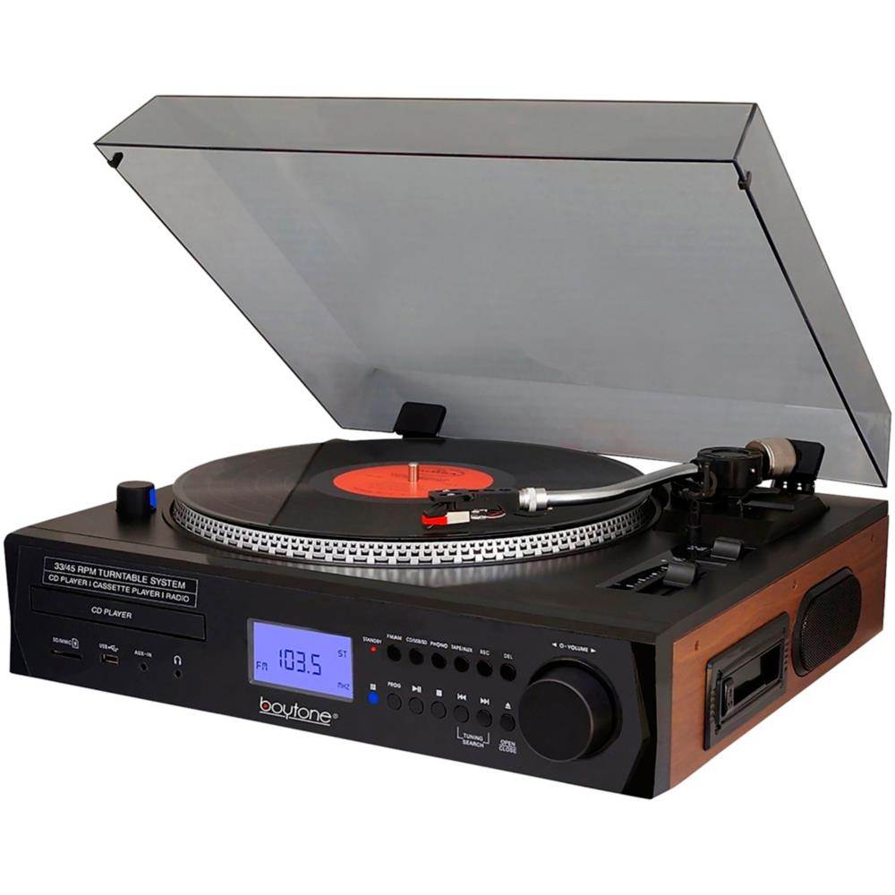 Boytone BT-11B Fully Automatic Large size Turntable Bluetooth Wireless speaker AM/FM, CD, USB, SD, Cassette Player