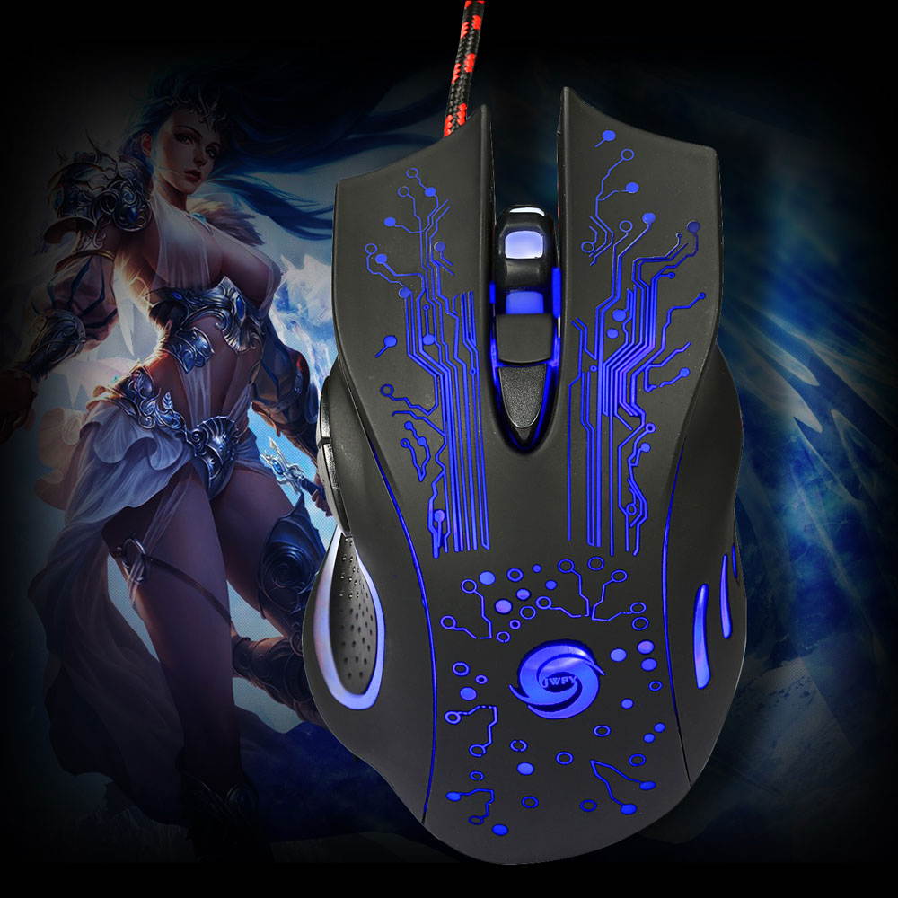 Ergonomic Design Mouse Colorful 5500DPI 6-Button LED USB Optical Wired Gaming Mouse for Pro Gamer