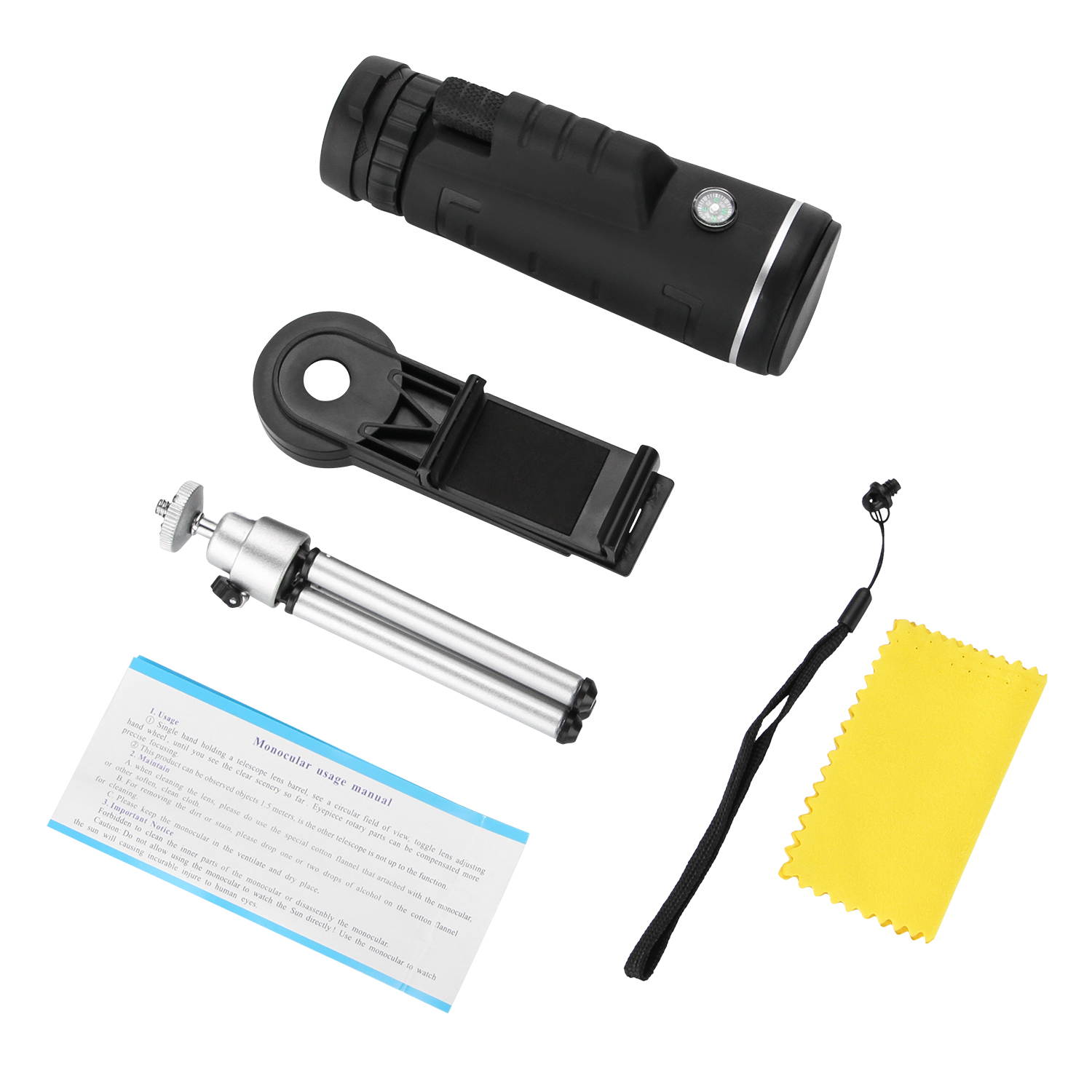 Monocular Telescope, Outlife 40x60 Bak4 Prism & Fmc, HD Night Vision with Phone Clip &Tripod For Bird Watching, Car Racing, Horse Racing, Hiking, Boating &Sightseeing