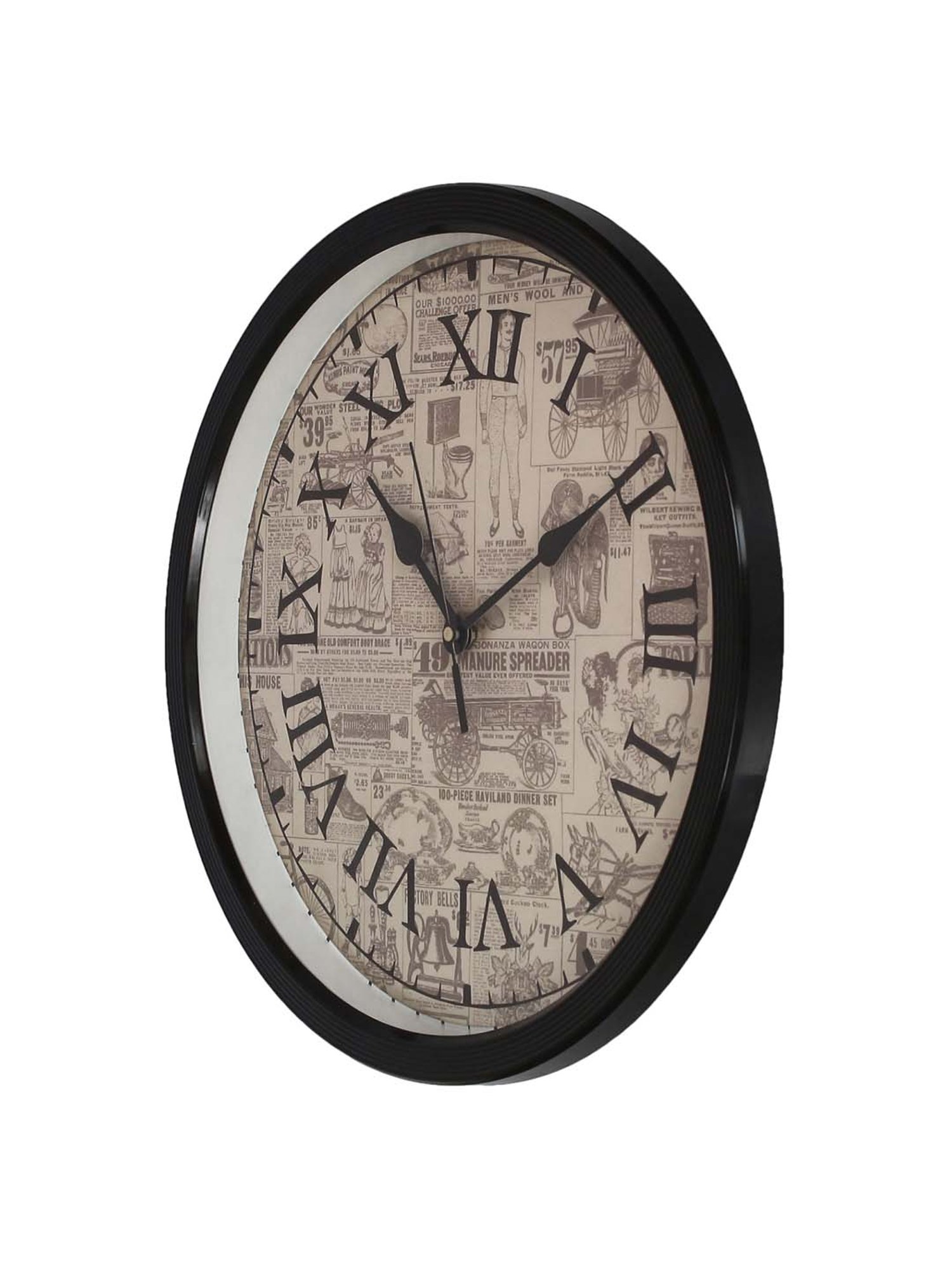 eCraftIndia Designer Round Analog Black Wall Clock