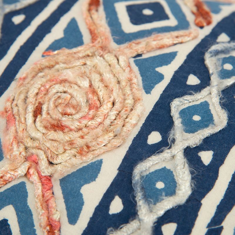 Oversize Geometric Decorative Filled Lumbar Throw Pillow Indigo - Rizzy Home