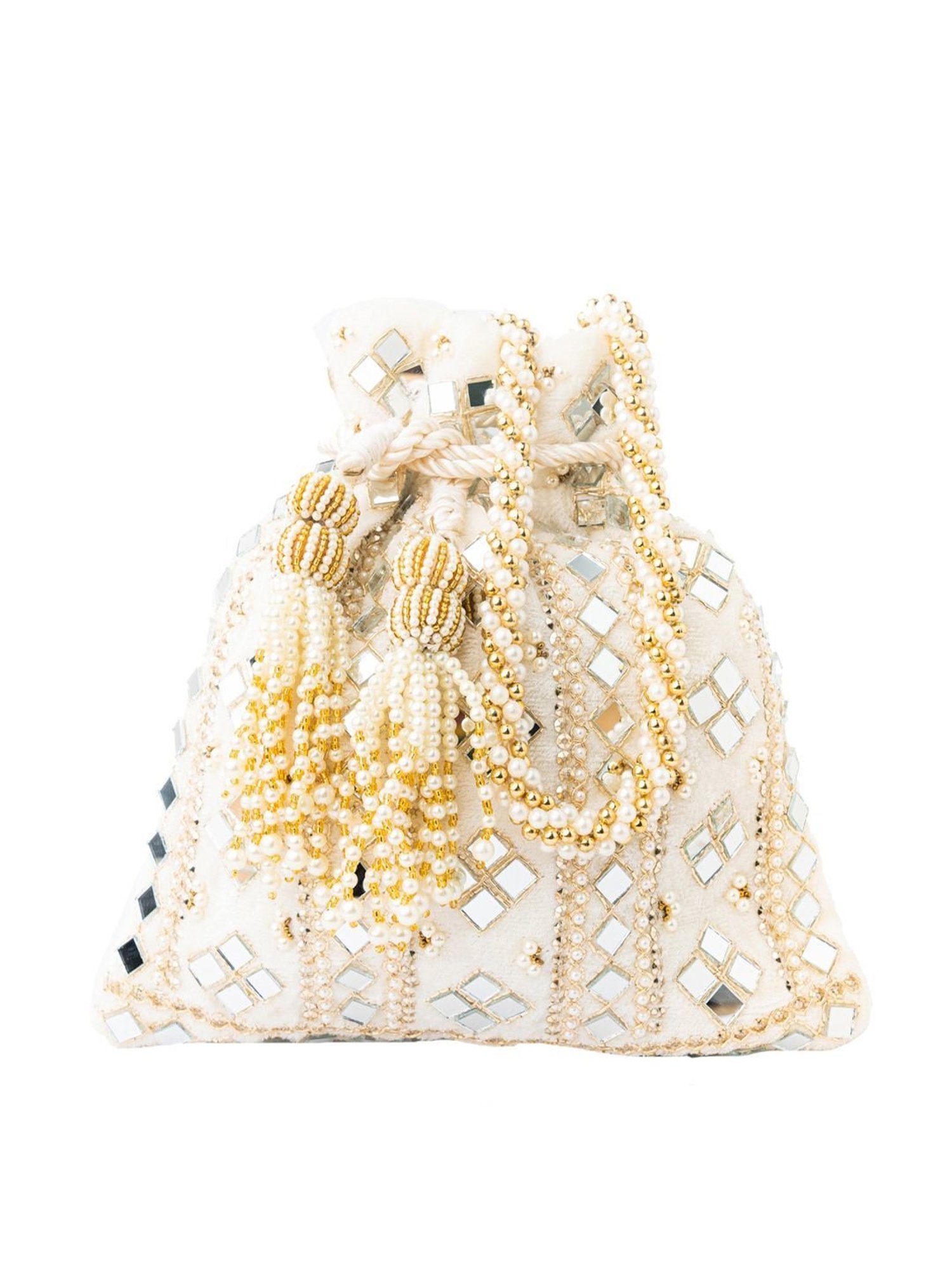 NR by Nidhi Rathi White Embellished Potli