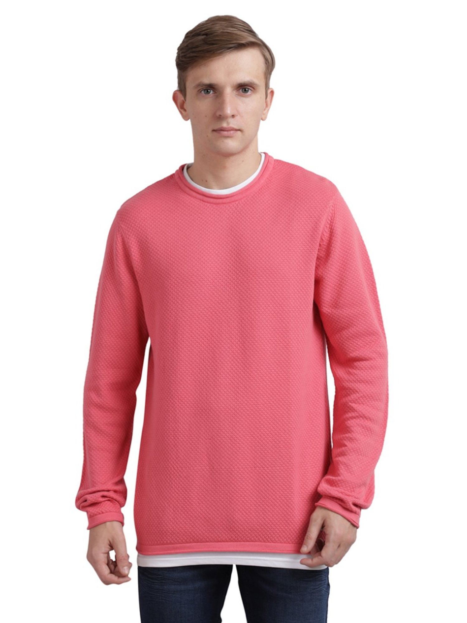 Parx Pink Cotton Regular Fit Sweaters