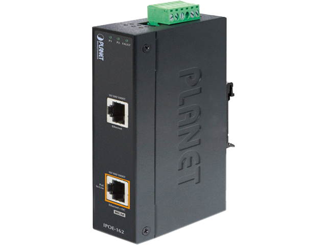 Planet IPOE-162 Industrial IEEE 802.3at Gigabit High Power Over Ethernet Injector (Mid-Span)
