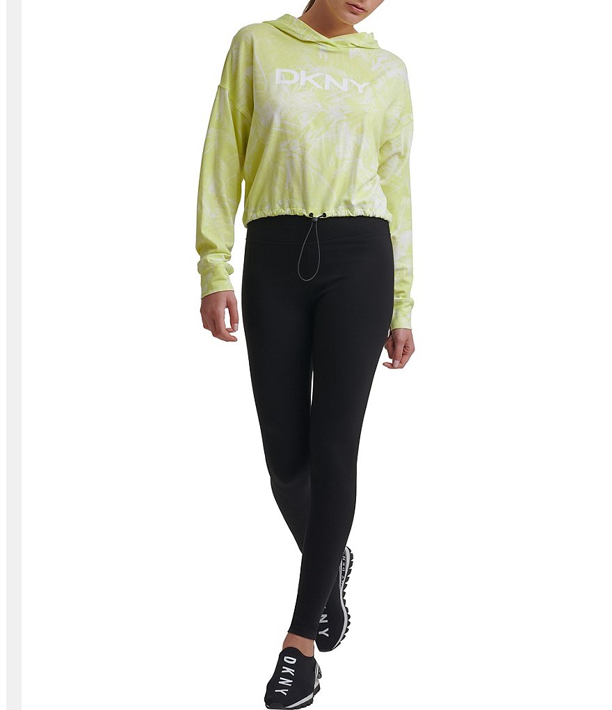 DKNY Sport Pixel Palm Cropped Hoodie Sweatshirt
