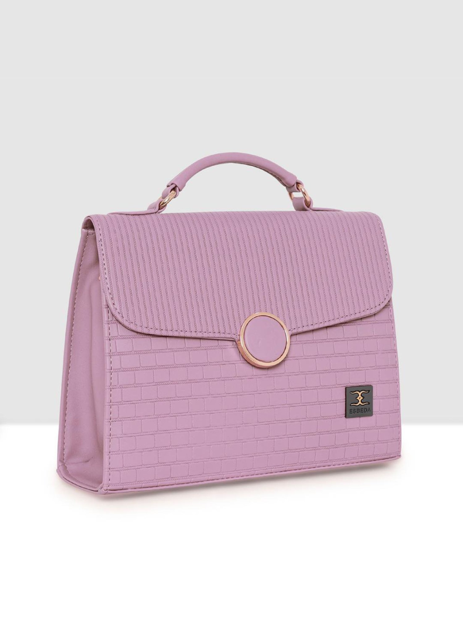 Esbeda Pink Textured Medium Satchel Handbag