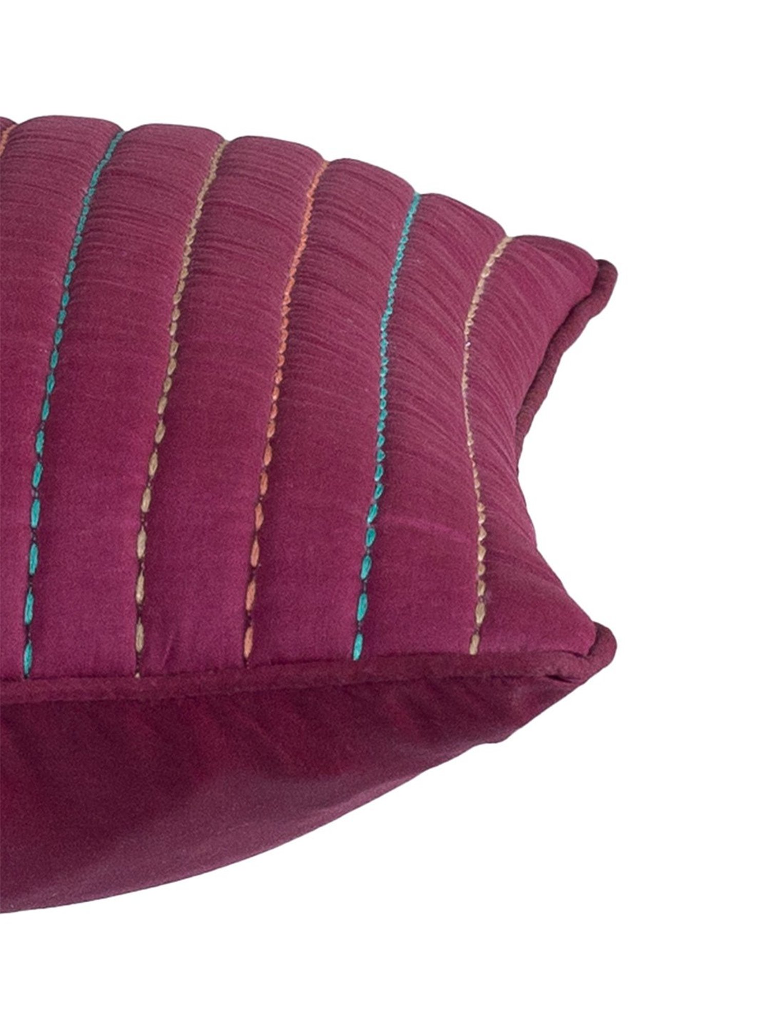 Maspar Hues Folklore Transition Embroidery Red Cotton Cushion Cover