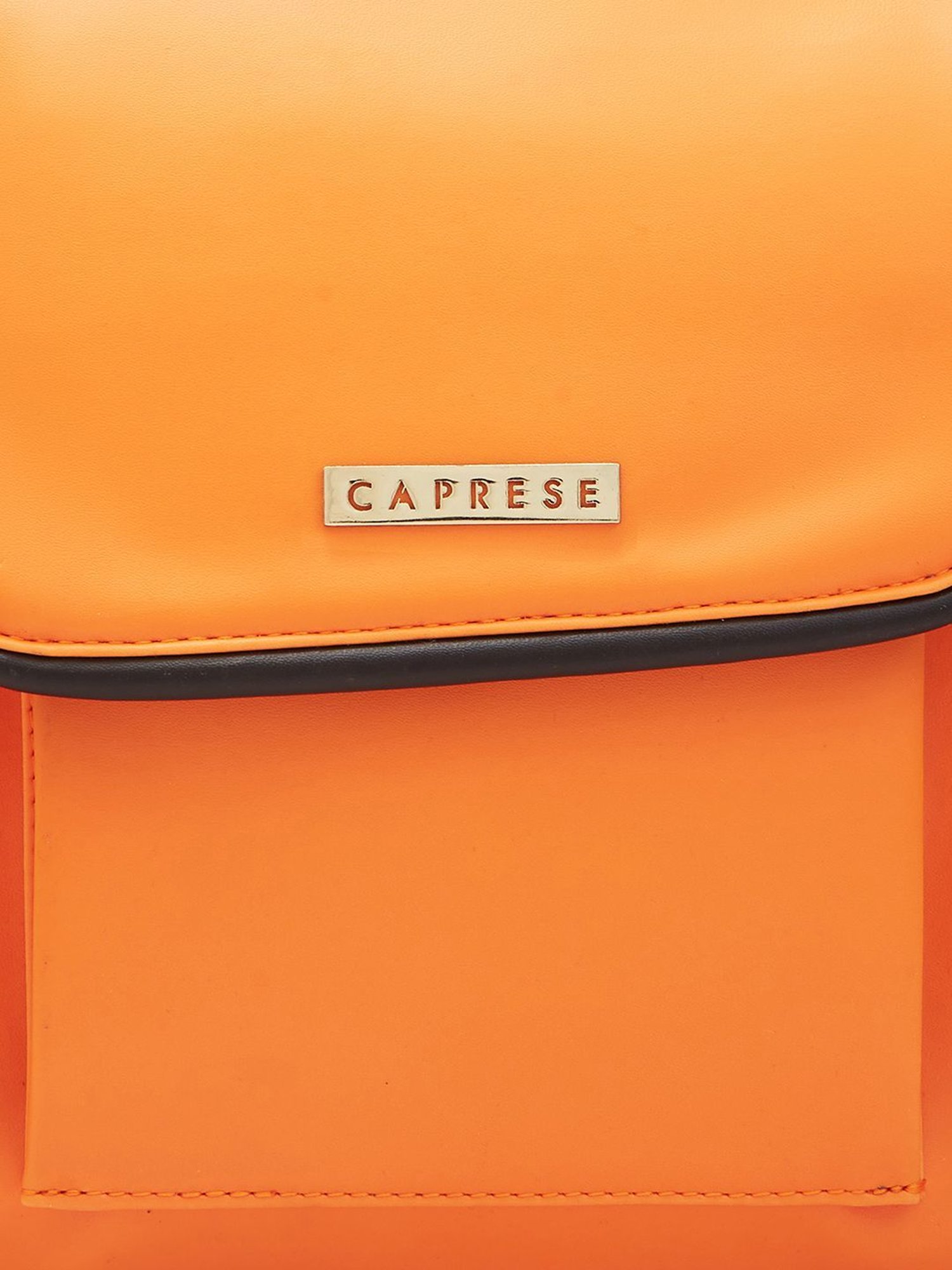 Caprese Orange Faux Leather Medium Laptop Messenger Bag