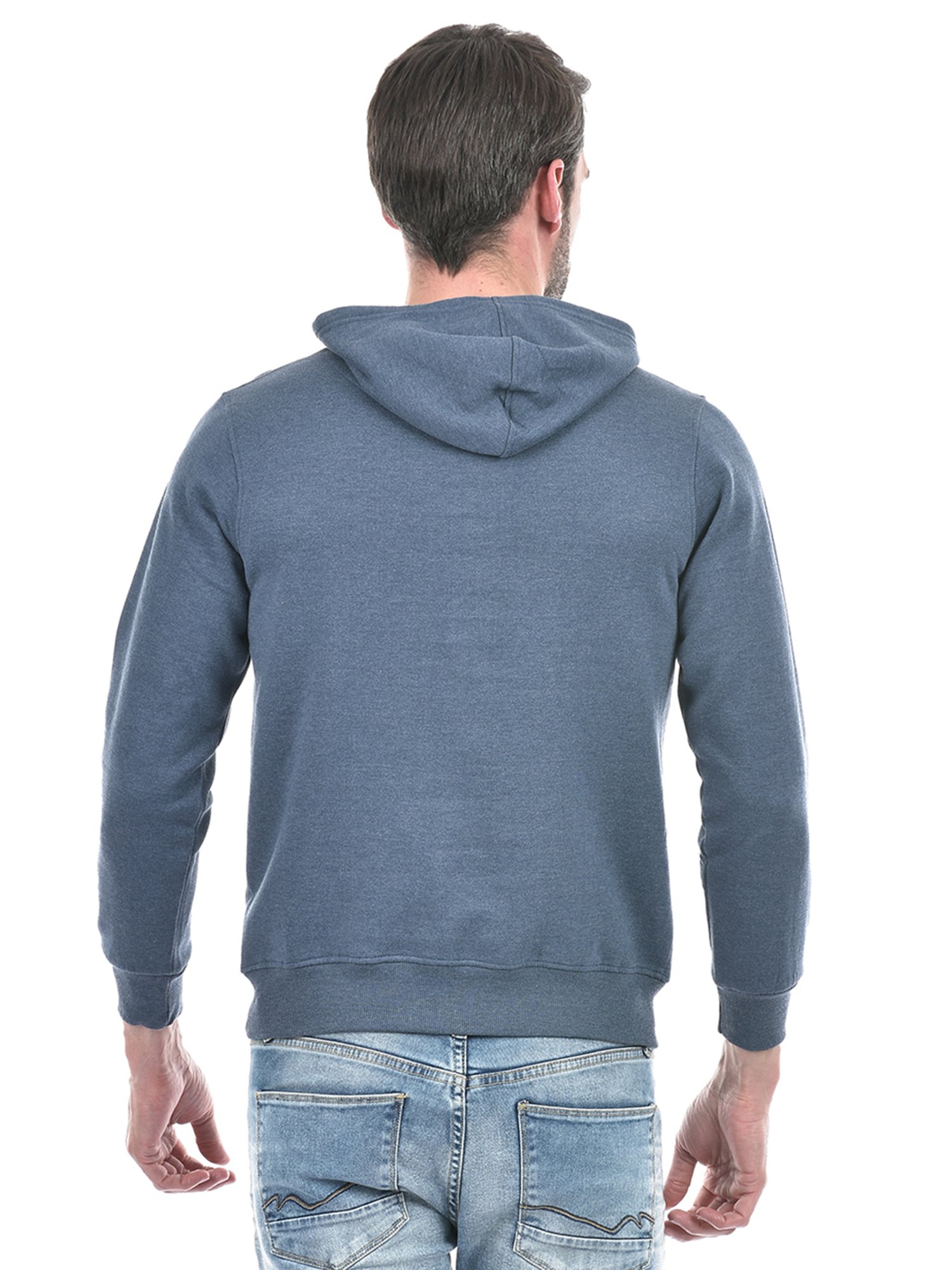 Integriti Denim Blue Regular Fit Graphic Print Hooded Sweatshirt