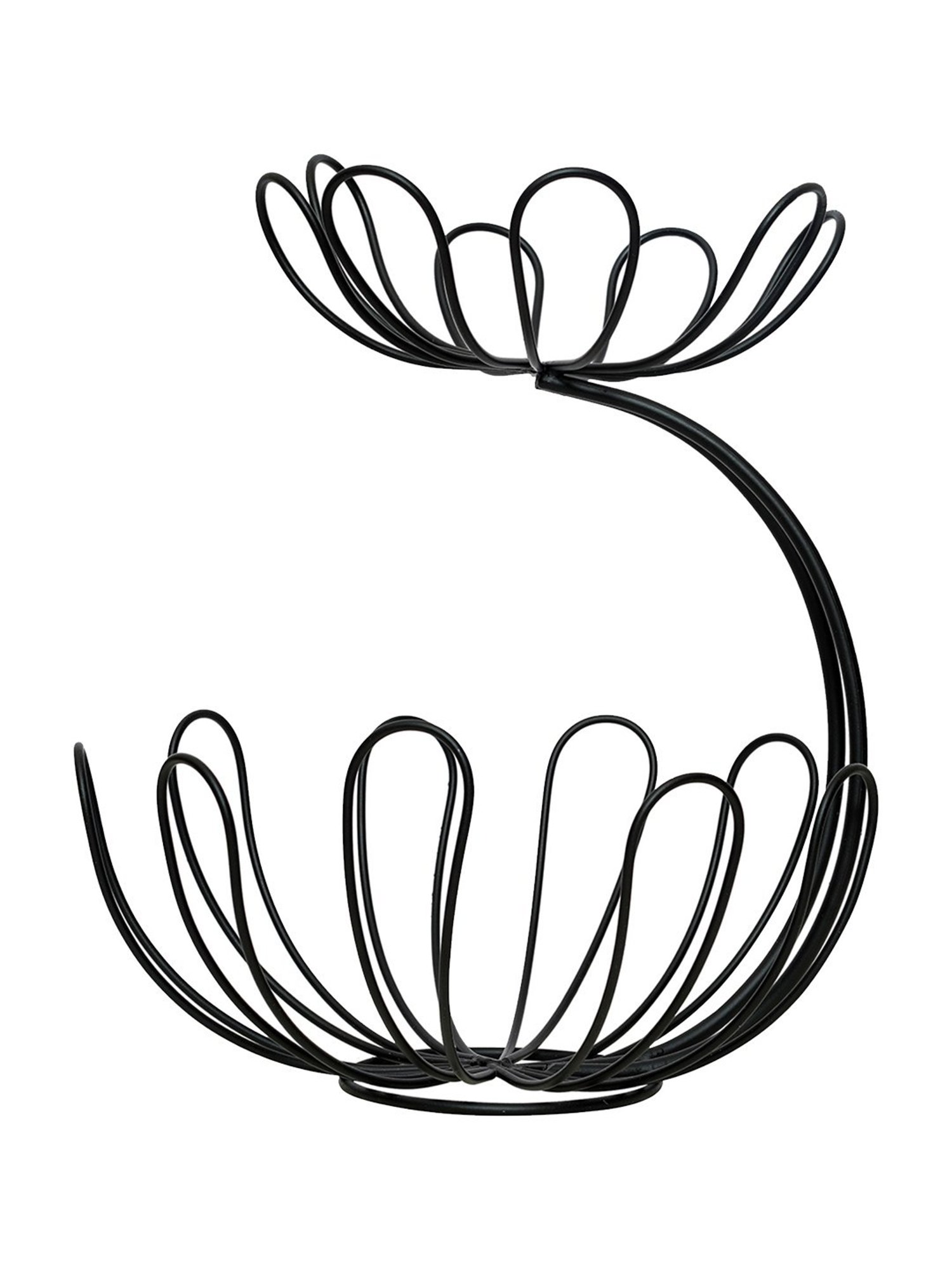 Nestroots Solid Black Iron 2 Tier Round Net Fruit Baskets