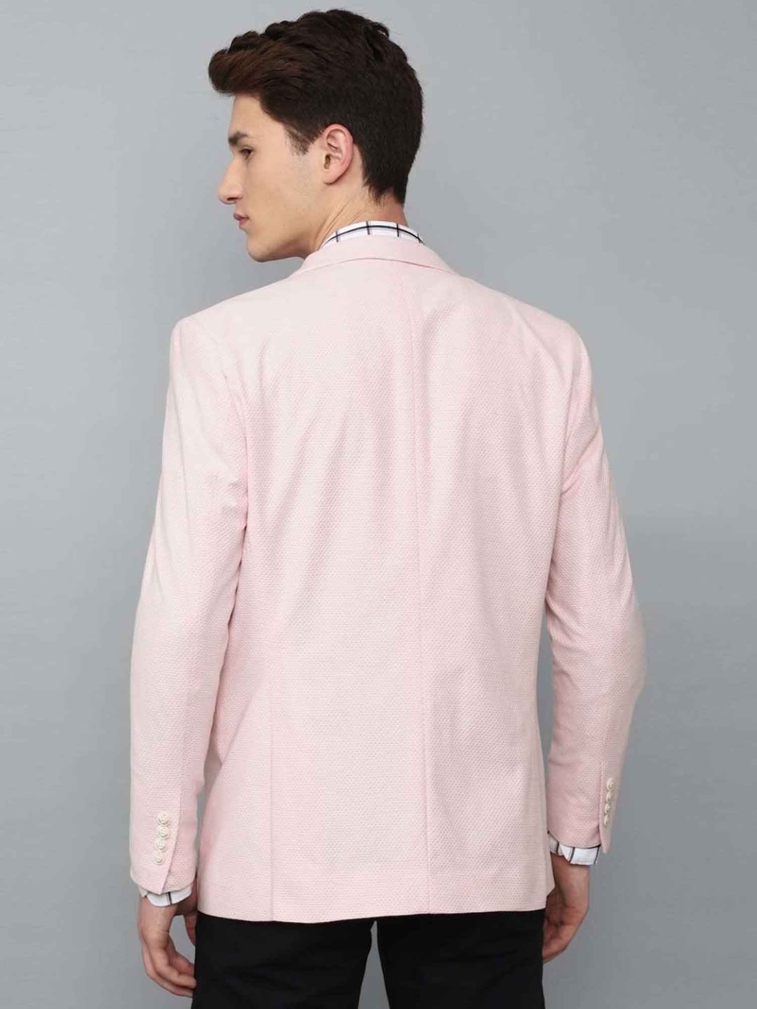 Louis Philippe Sport Pink Super Slim Fit Self Pattern Blazer