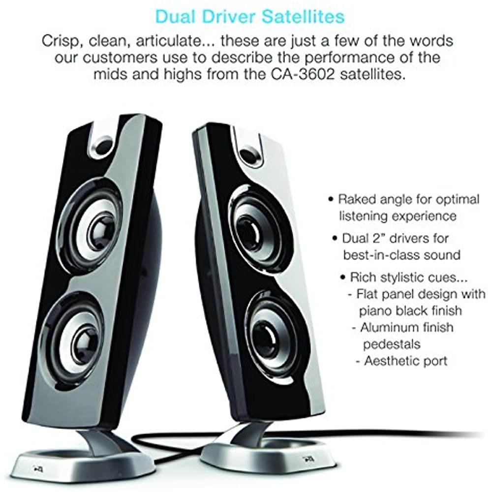 Cyber Acoustics CA-3602FFP 2.1 Speaker Sound System with Subwoofer and Control Pod - Great for Music, Movies, Multimedia Pcs, Macs, Laptops and Gaming Systems