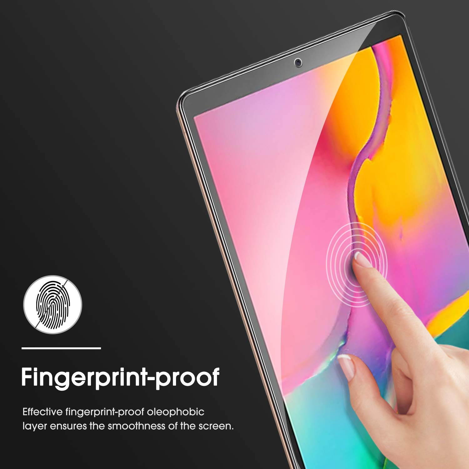 OMOTON [3 Pack Screen Protector for Samsung Galaxy Tab A 10.1 2019 Release SM-T510, Tempered-Glass/Scratch-Resistant/Bubble Free