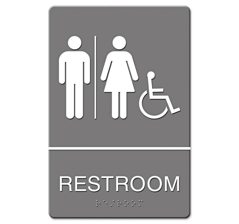 Headline Sign ADA Sign Restroom/Wheelchair Accessible Tactile Symbol Molded Plastic 6 x 9 4811