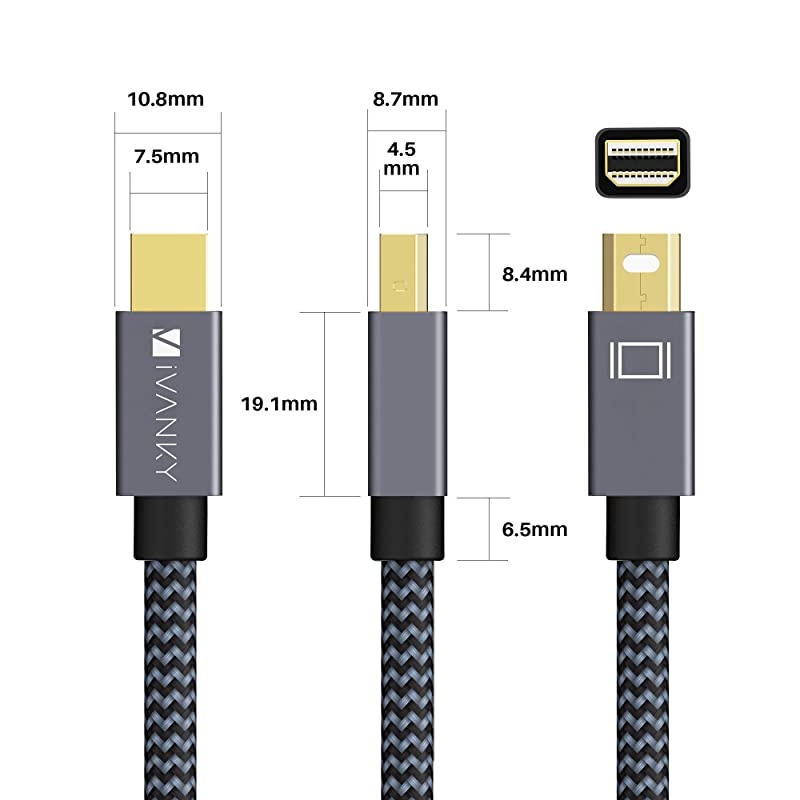 Mini DisplayPort to Mini DisplayPort Cable 4K 60Hz Mini DP Cable  Mini Display Port Cable 2M66ft Grey Compatible with MacBook ProAir iMac Surface Dell ASUS