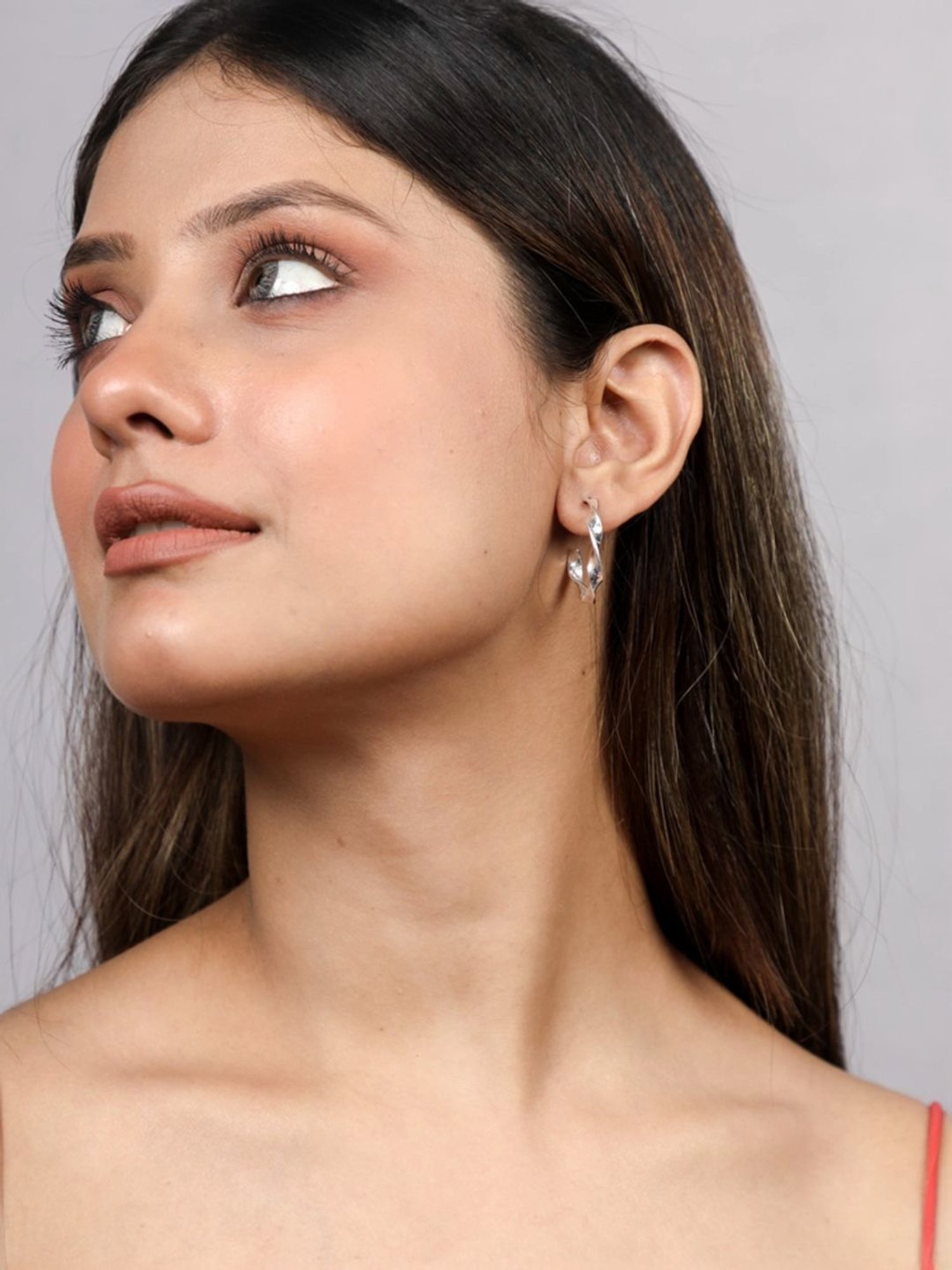 Arte Jewels 925 Sterling Silver Twisted Half Hoop Earrings for Women & Girls