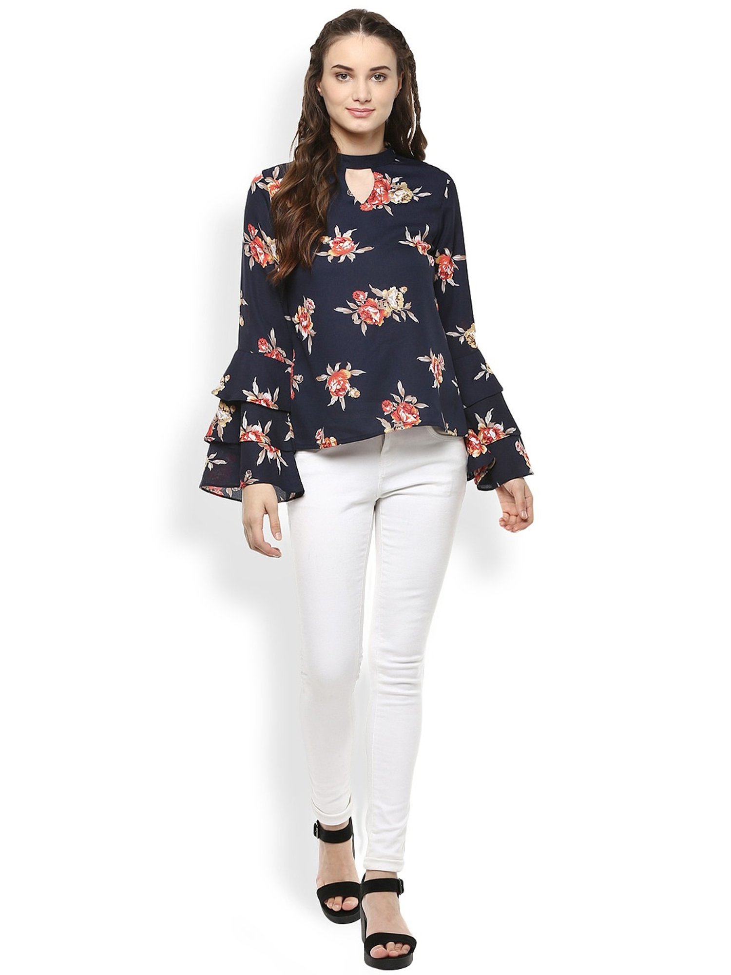 Rare Navy Floral Print Top