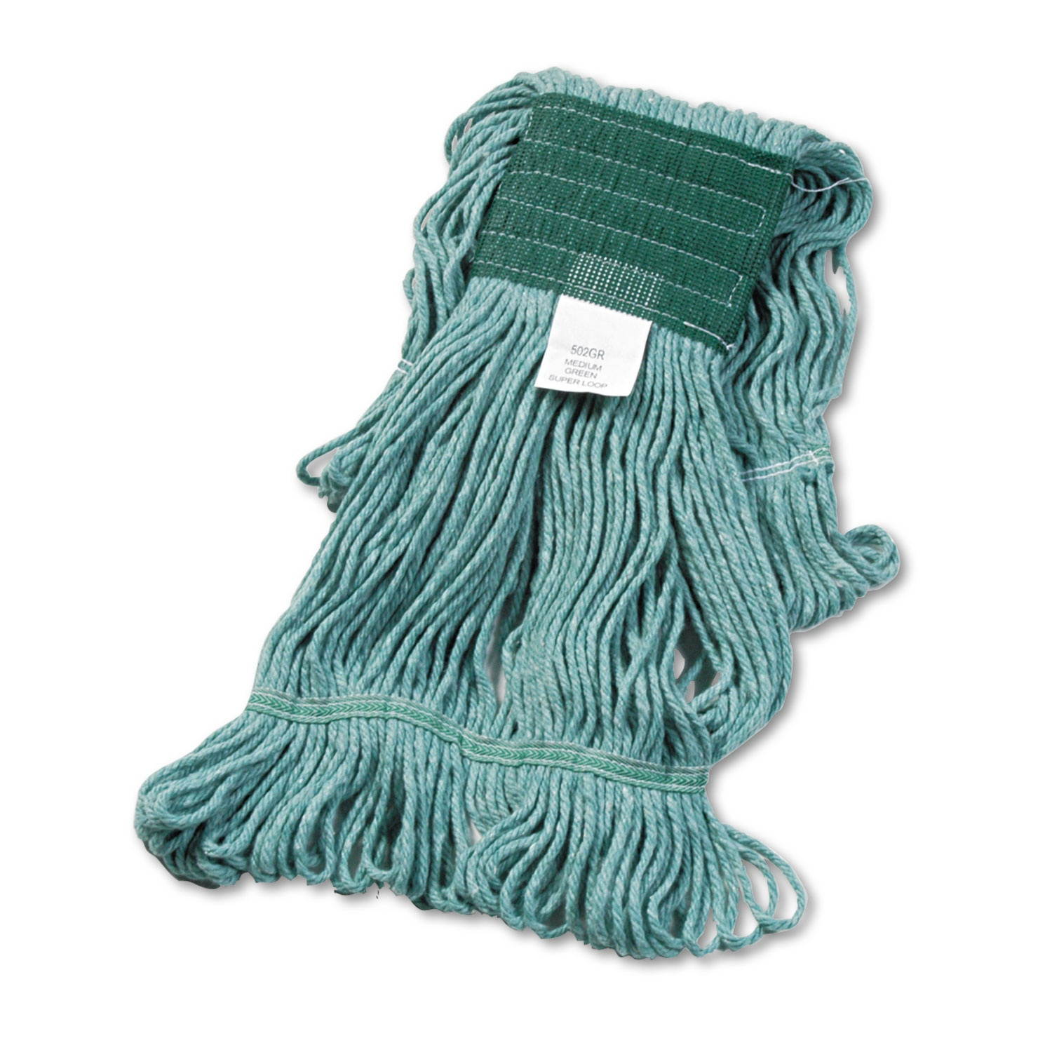 Super Loop Wet Mop Head, Cotton/Synthetic, Medium Size, Green, 12/Carton 502GNCT