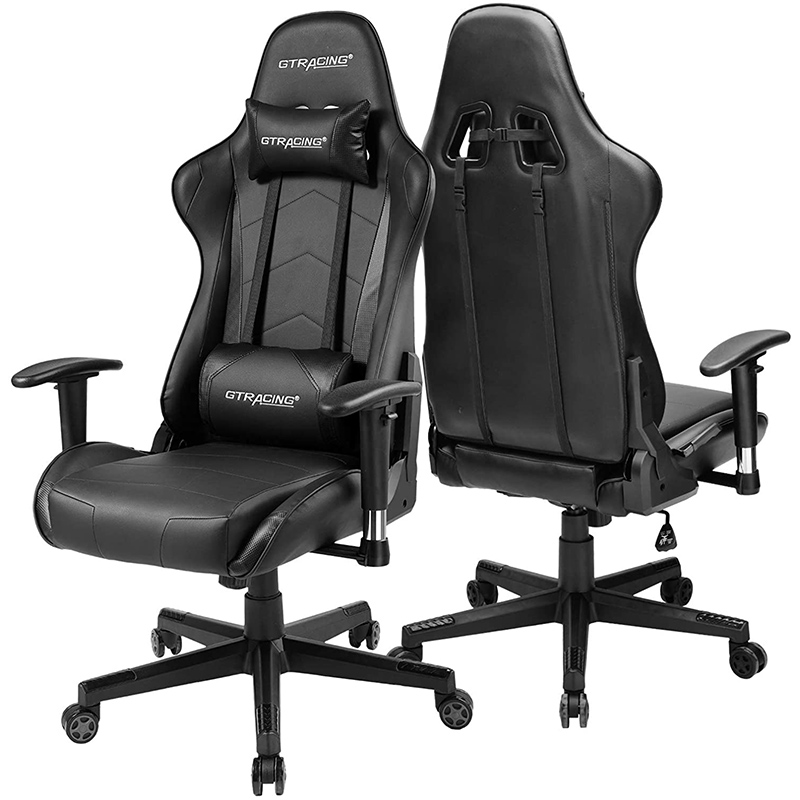 GTRACING Gaming Chair Racing Office Computer Game Chair Ergonomic Backrest and Seat Height Adjustment with Pillows Recliner Swivel Rocker Headrest and Lumbar Tilt E-Sports Chair (Black/Red)