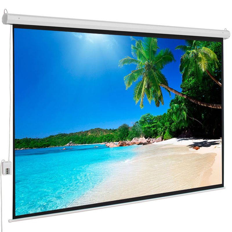 100" 4:3 80" x 60" Viewing Area Motorized Projector Screen with Remote Control Matte White