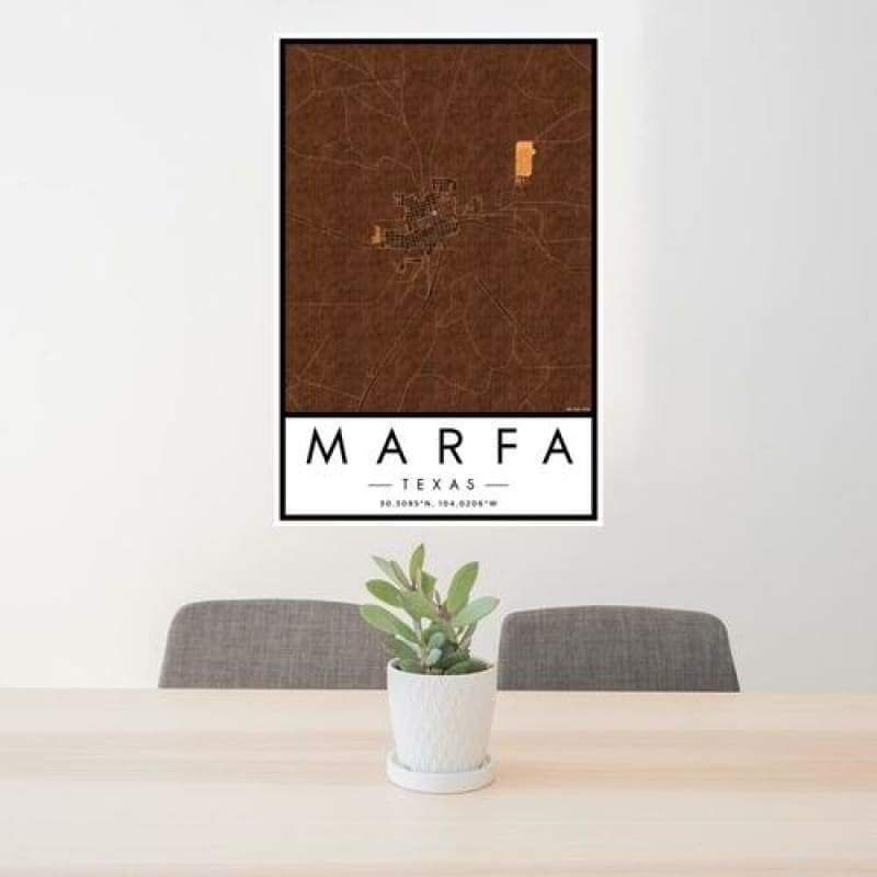 Marfa - Texas Map Print in Ember