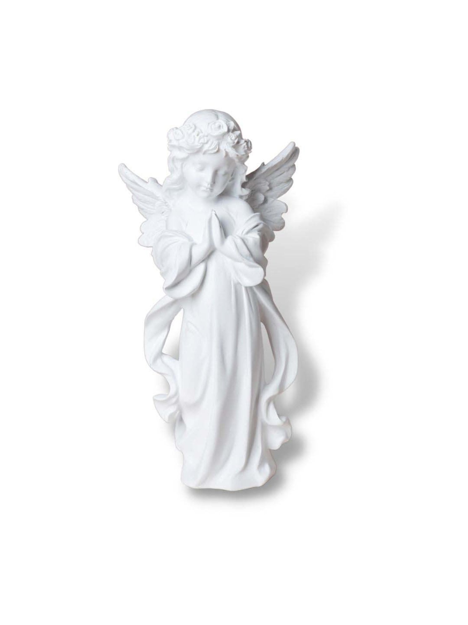 Nestasia White Praying Angel Statue with Wings and Smooth Finishing for Decoration & Gifting (11.8")