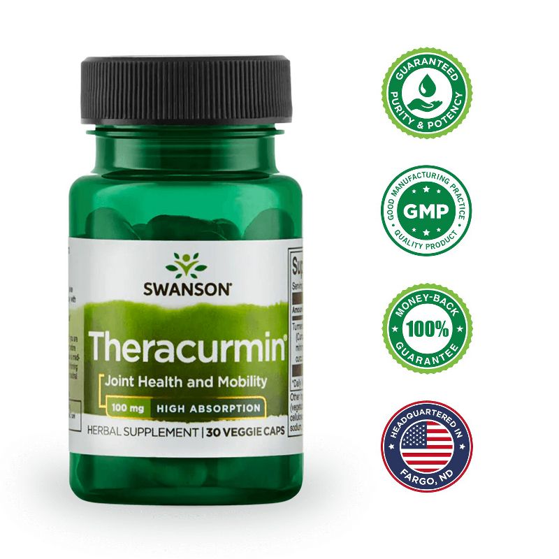 Swanson High Absorption Theracurmin Vegetable Capsules, 100 mg, 30 Count