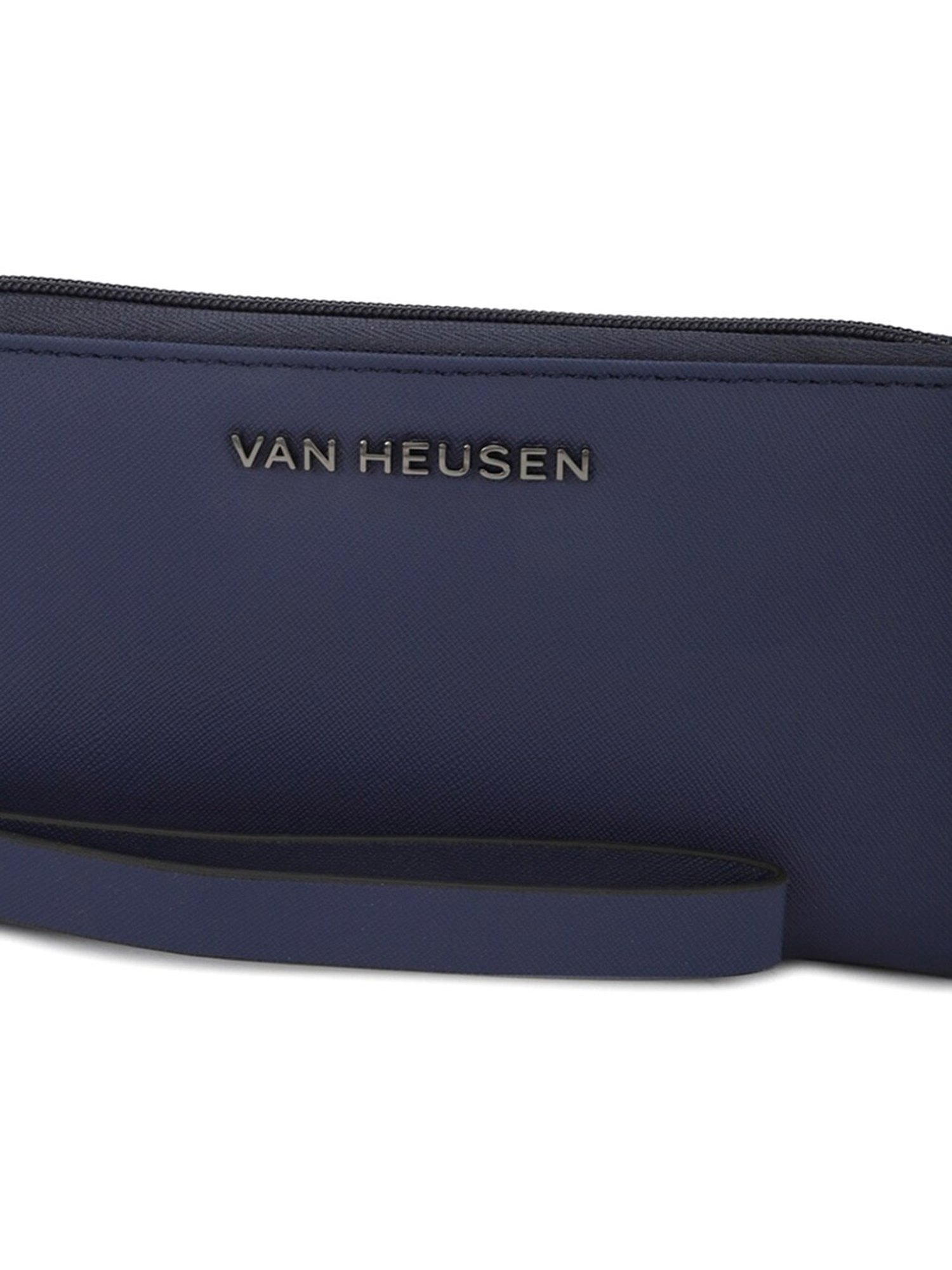 Van Heusen Navy Blue Textured Zip Around Wallet for Women