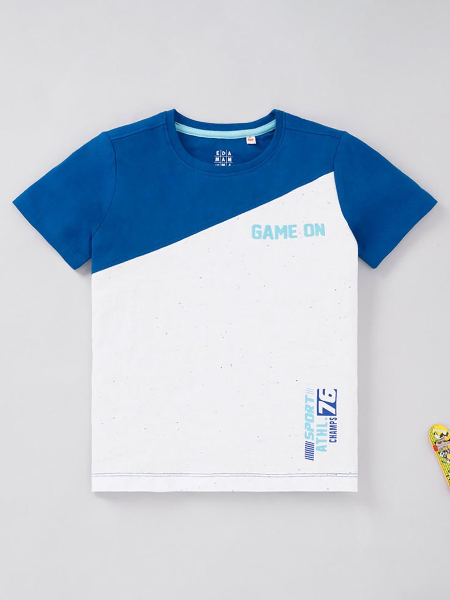 Ed-a-Mamma Kids Blue & White Color Block T-Shirt