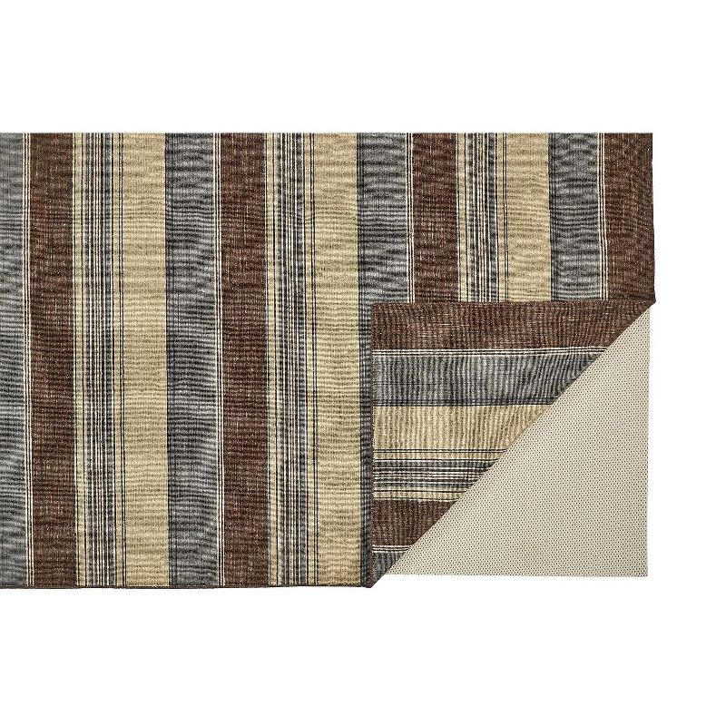 2'6"x8' Runner Hand Made Woven Stripe Wool Runner Brown - Feizy