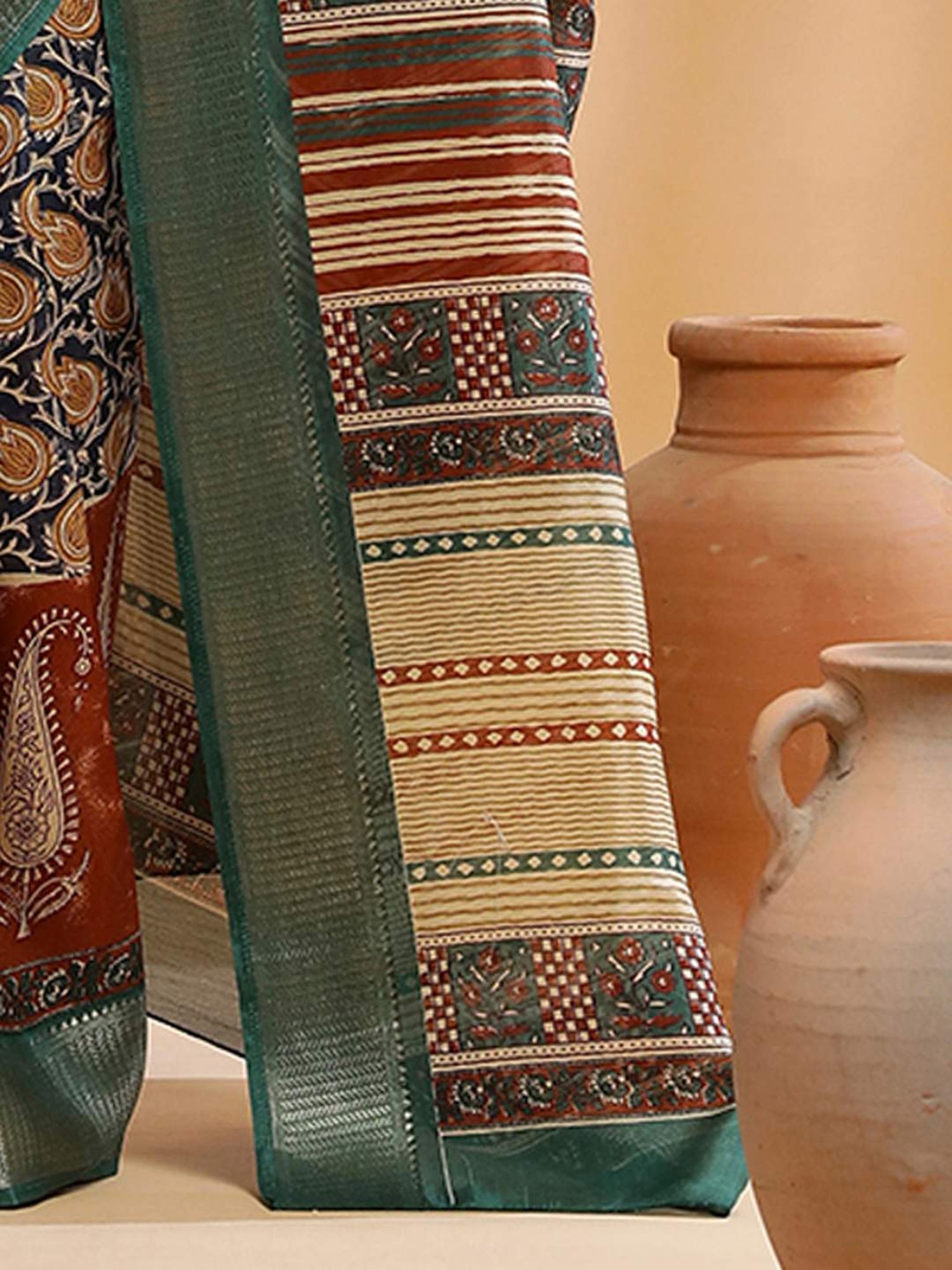 Saree Mall Navy Printed Saree With Unstitched Blouse