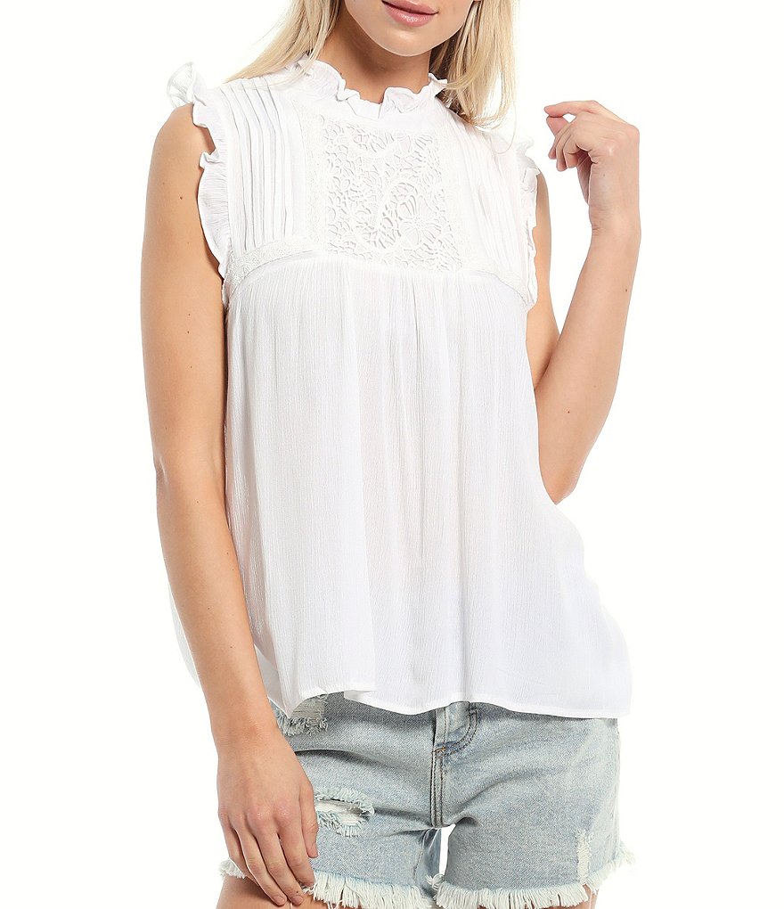 Buffalo David Bitton Lace High Neck Blouse