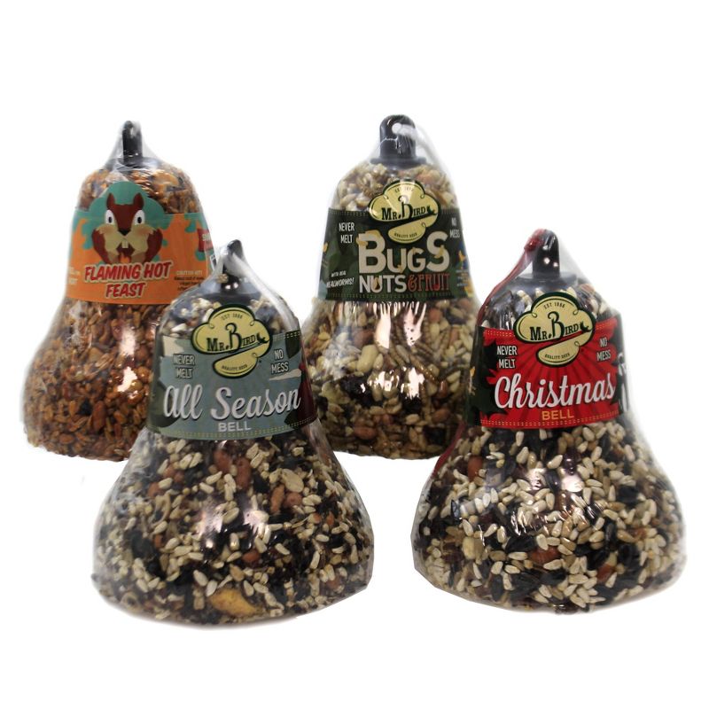 Home & Garden 5.25" Seed Bell Varitey Set / 4 Bird Feeding Cardinals Wrens Mr Bird  -  Bird And Wildlife Food