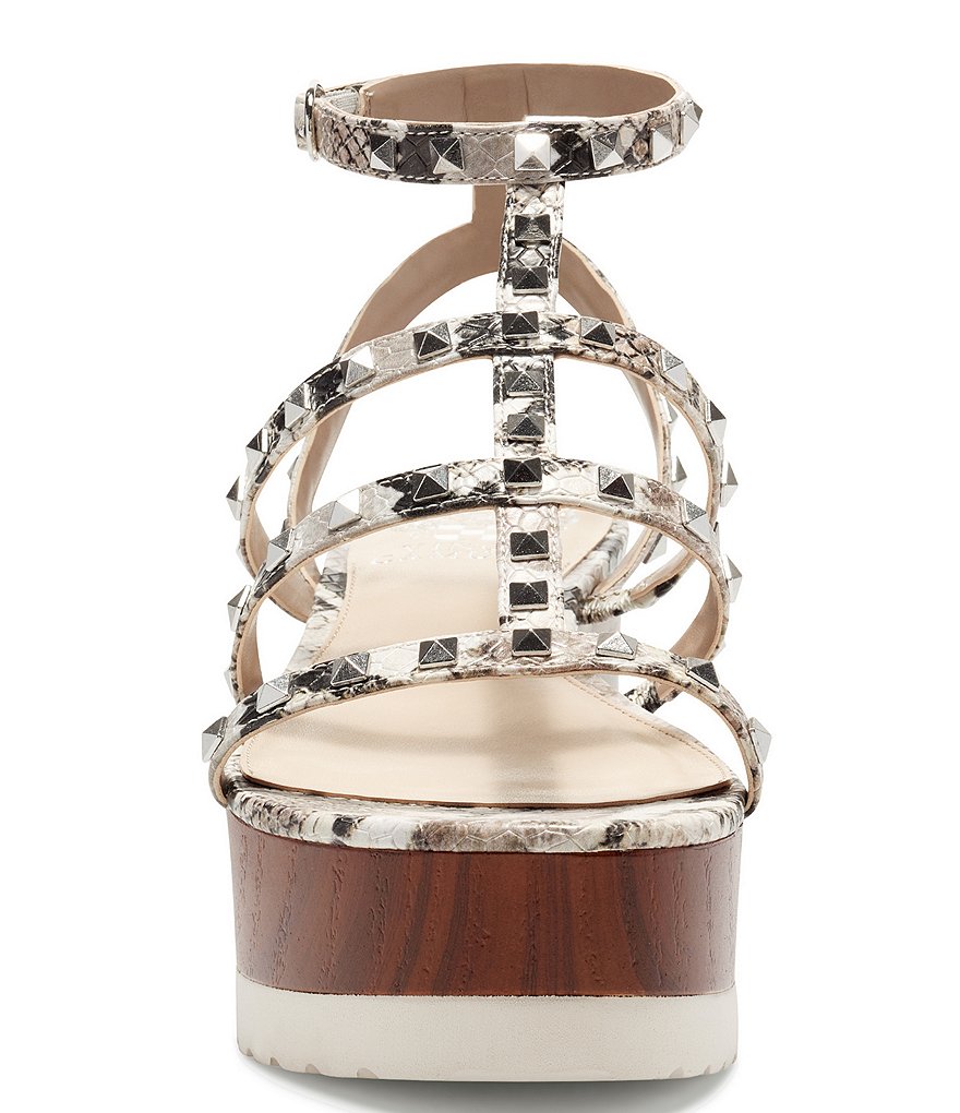 Vince Camuto Pemolie Snake Print Studded Platform Wedges