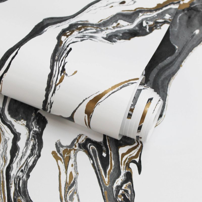 Tempaper Onyx Self-Adhesive Removable Wallpaper Marble