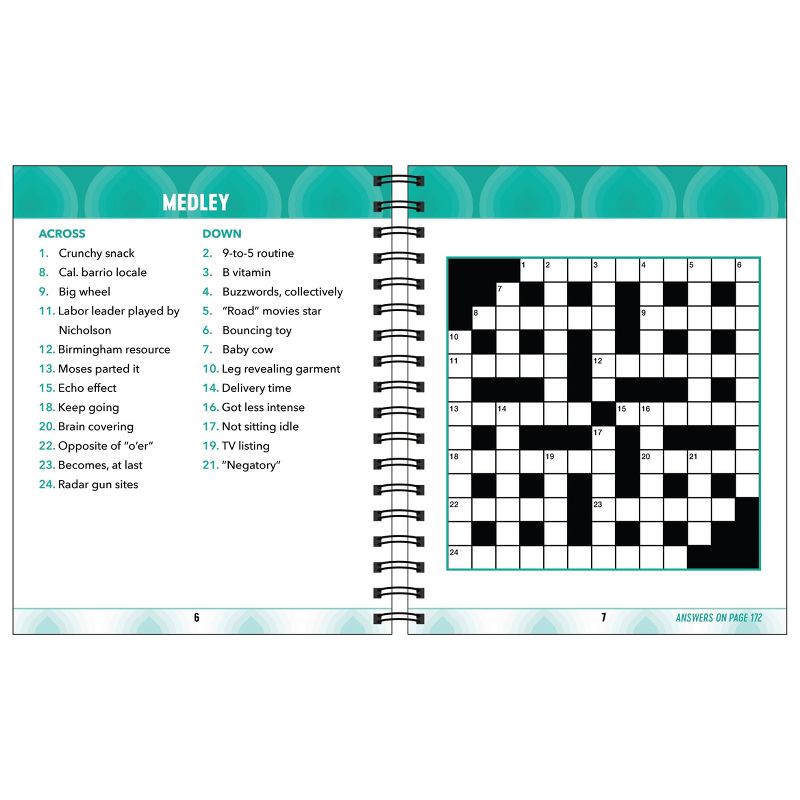 Brain Games - Large Print Crosswords (Swirls) - (Brain Games Large Print) (Spiral Bound)